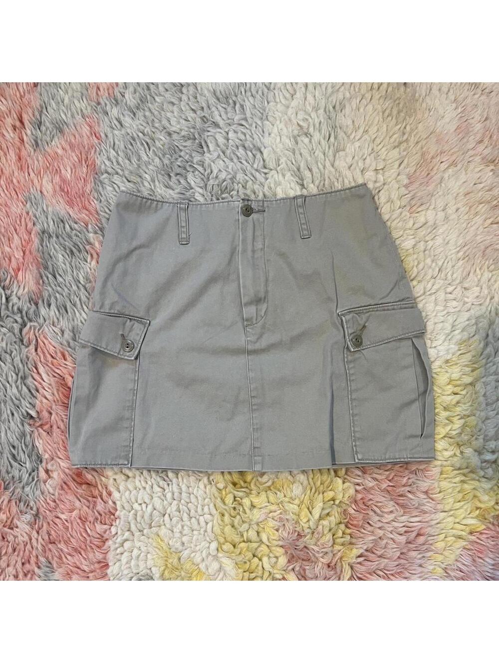 y2k khaki micro mini cargo skirt